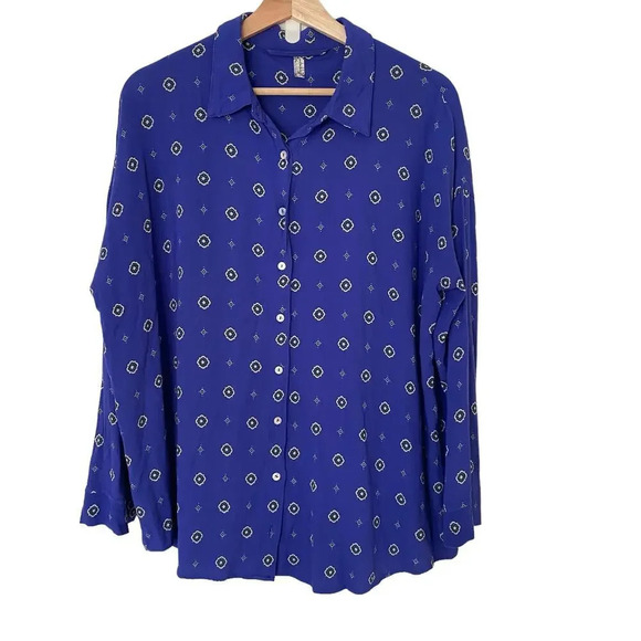 Free People Women's Botton Down Peasant Long Sleeve Blouse Size S - Picture 1 of 6